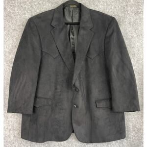 Circle S Western Blazer Jacket Men 54R Black Faux Suede 2 Button Cowboy Rodeo